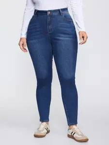 Women's BLOOMCHIC Plus Size Lady Basic Slim Supersoft Stretchy Mid-Rise Skinny-Fit Butt Lifting Jeans, 2026 Summer Turn-Up BBL Pants with Pockets, M-6X Streetwear Casual Wear Mother's Day Pick 2026 Summer Vibes