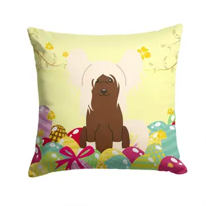 Easter Eggs Chinese Crested Cream Fabric Decorative Pillow BB6113PW1414