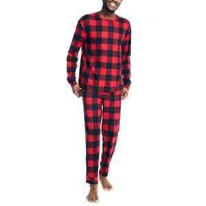 Nautica Men's 2-Pc Relaxed-Fit Buffalo Plaid Waffle-Knit T-Shirt & Pajama Pants Size Large Red Color Pajama Set