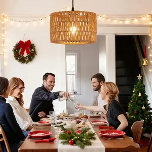 Bohemian Ceiling Lamp Fixture Installation Mini Rattan Hanging Lantern Light with Adjustable Brightness LED Bulb  Handwoven Ceiling Light Fixture Recessed Installation Suitable for Hallway Bedroom Kitchen Entrance Living Room