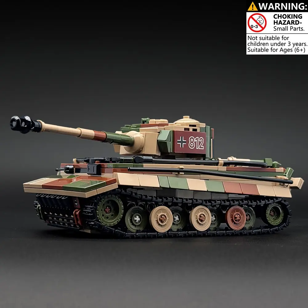 WWII German Tiger I Heavy Tank Building Blocks Set Military Vehicle Model Kit, Model Building Kits, Construction Bricks Toy for Boys Teens Adults Panzer Tank Collectible Display DIY Educational STEM Toy Birthday Christmas Gift Ideas