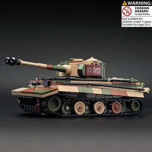 WWII German Tiger I Heavy Tank Building Blocks Military Army Vehicle Model Kit Construction Bricks Toy for Boys Teens Adults Historical Panzer Tank Collectible Display DIY Educational STEM Toy Birthday Christmas Gift Ideas Realistic Combat War Machine