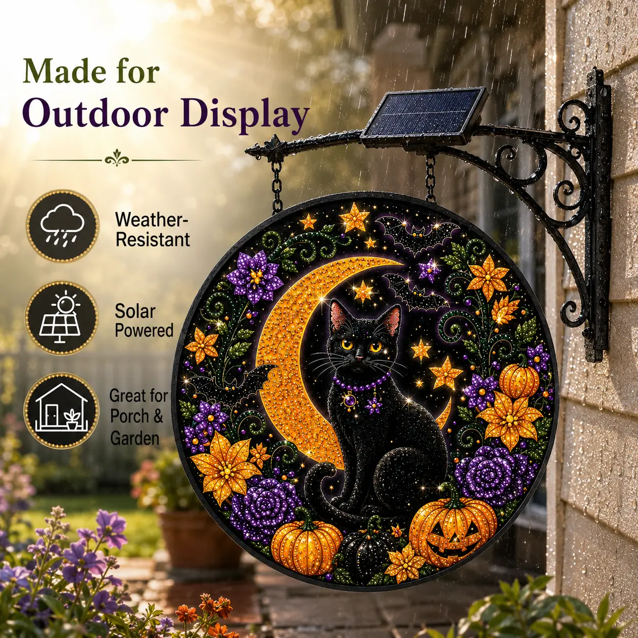Halloween Black Cat Moon Wall Lamp Halloween Home Decoration Hanging Lamp Friends Gathering Festival Pendant