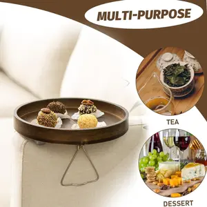 Bamboo Sofa Side Table, Portable Folding Tray with Clamp Design for Drinks and TV, Hardwood Material, Space-Saving Home Decor, No Assembly Required, Modern Style, Durable & Stylish, Coffee Table Tray