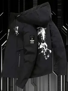 Hardcore Functionality Horse Head Hooded Jacket, Waterproof Outdoor Gear, Casual Fitted Design, Warm Durable Fabric, Fall & Winter