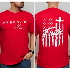 Freedom Faith Over Fear 2-sided T-Shirt, We Wear Red On October, Freedom American Flag Shirt, Gift for Men and Women