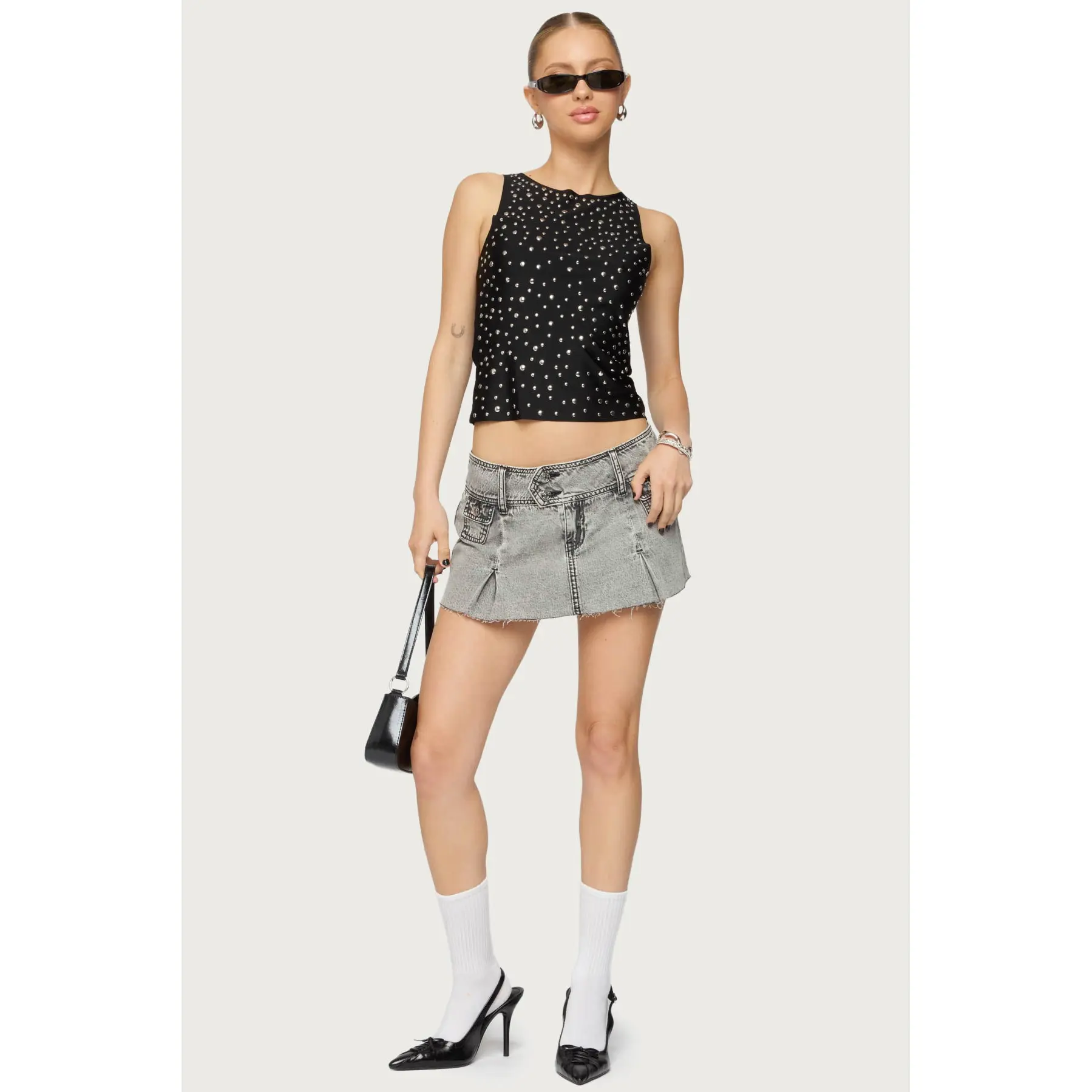Vintage Washed Denim Mini Skort