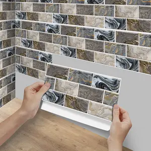 6 Pcs European Style Self-Adhesive Decorative Stickers, Colorful Wall Decals for Kitchen Living Room Renovation, Removable Decorative Backsplash, Removable Tile Stickers