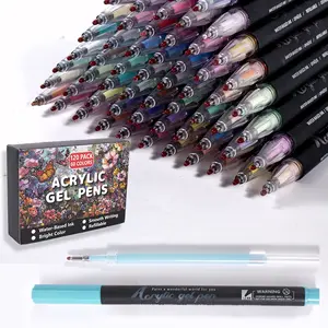 60 Color Acrylic Gel Pens, Nail Art Markers, DIY Design Tools, Perfect Gift for Women, 1mm Tip, 60 Replacement Nibs, Paper, Rock, Glass, Fabric, Multiple Surfaces