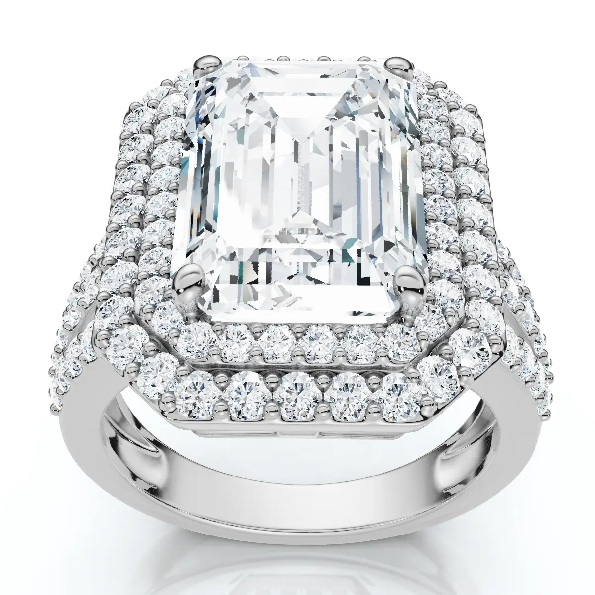 Certified 6Ct Aria Emerald Diamond Engagement Ring 14k Gold/Platinum Lab Grown