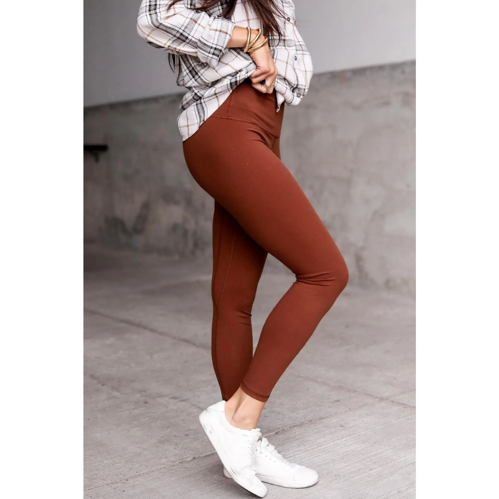 Buttery Soft Activewear Tights with Pocket, High-Waist Fit, 4-Way High Stretch Fabric for Yoga & Workouts, Bottom, Interior Waistband Pocket, 4-Way Stretch, High-Rise