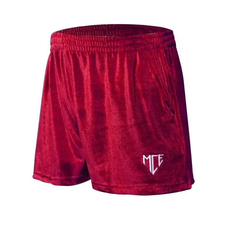 Red MCE velvet shorts