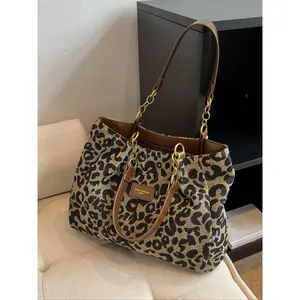Women's Random Leopard Print Casual Shoulder Bag, Style Large Capacity Tote Bag for Work & Daily Used, Personalized Trendy All-match Underarm Bag