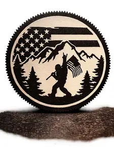Bigfoot American Flag Hitch Cover, Mountain Patriot Trailer Hitch Cover for Trucks, SUVs & Jeeps, 2” Receiver Plug