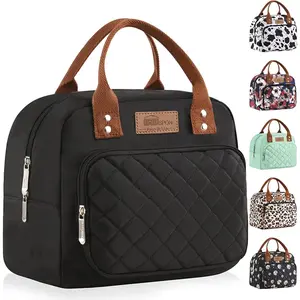 HOMESPON Lunch Bag for Woman Man Adults with Front Pocket Insulated Lunch Tote Lunch Box Container for Work Picnic or Travel Black