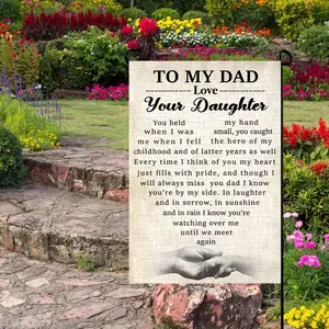 Love Your Dad" Double-Sided Memorial Garden Flag  Durable Linen, Outdoor Cemetery Decoration for Grave, No Pole Included, Memorial Day Decorations