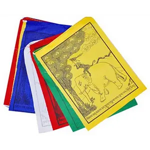Tibetan Prayer Flag, Himalayan Lungta Windhorse Hanging Banner on a String for Decoration