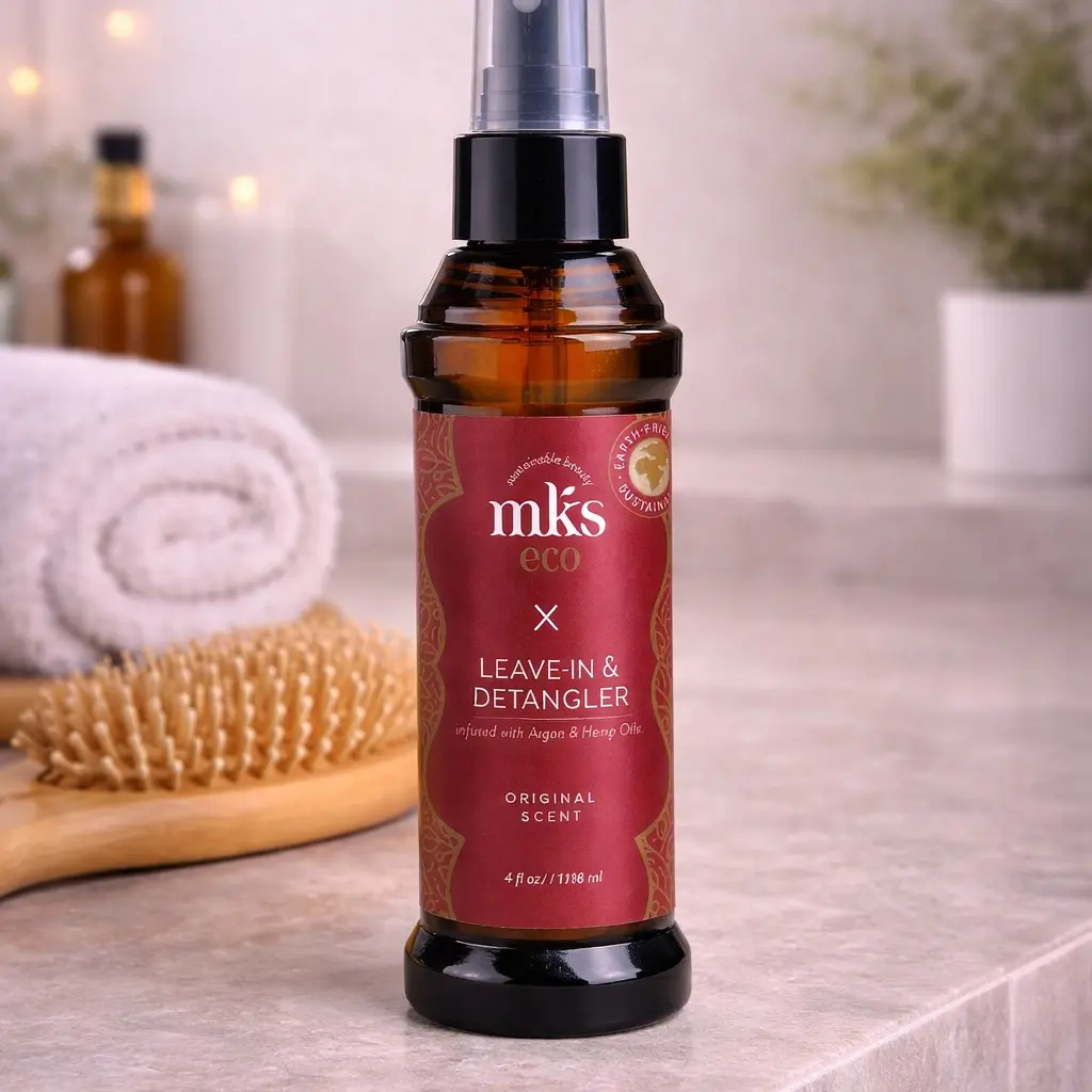 Argan Oil Leave-In Hair Conditioner | MKS eco X Leave-In Conditioner + Heat Protectant (Smooth, Shiny Hair)