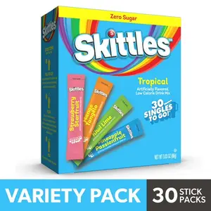 Skittles singles to go tropical variety pack, watertok powdered drink mix