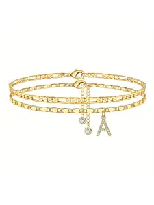 Fashion Letter Design Anklet for Women, Stainless Steel Jewelry for Party, Daily Clothing Decor, Trendy All-match & Exquisite Jewelry for Birthday Gift, Initial Anklet, Adjustable Anklet, Dainty Layered Anklet, Personalized, Fashionable Accessories