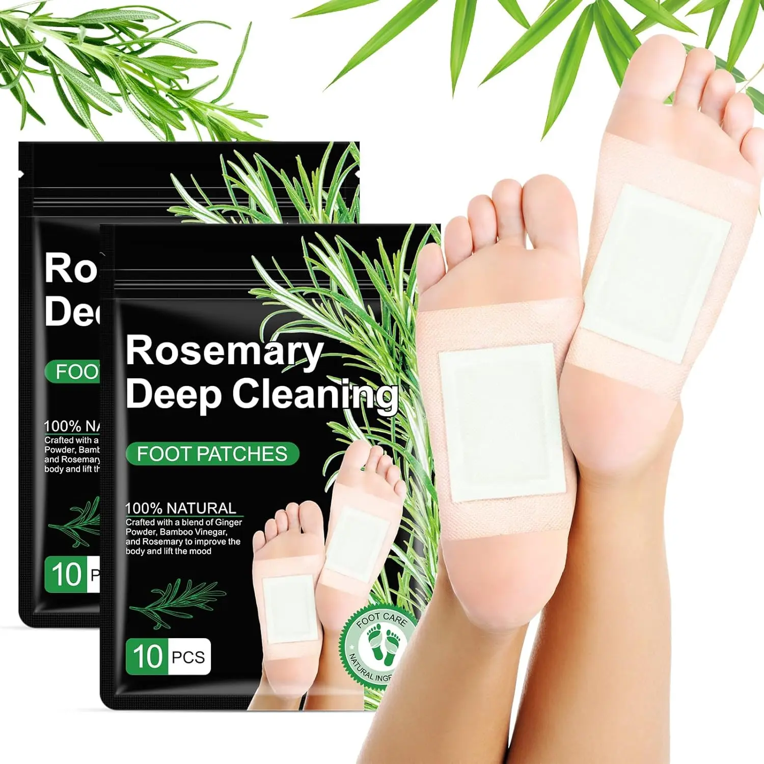 Natural Herbal Patch Foot Masks - Ginger Bamboo Deep Cleansing Hand & Foot Care Therapy Pads with Herbal Blend for Stress Relief, Sleep Support, Sleep Support Foot Masks
