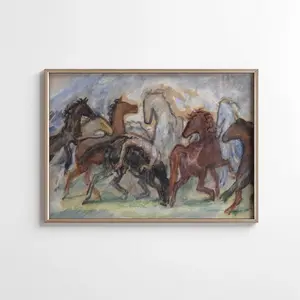 Wild Horses Printable Wall Art Abstract Mid Century Watercolor Equine G