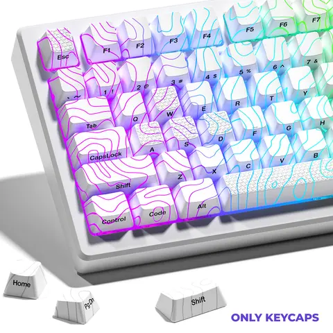 XVX Topographic New Version Shine-Through Pattern Keycap Set, 118 Keys Set, OEM Profile, IMD Printing Crafted, Compatible with MX Switches, Only Keycaps (Keyboard Not Included) - TikTok Shop Back to School