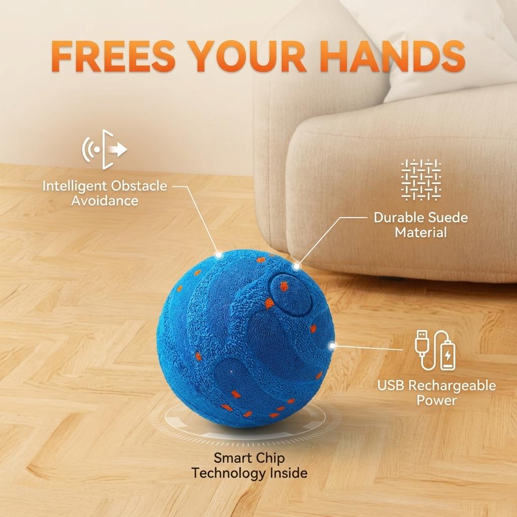 Smart Rolling Ball for Dogs & Cats!  Auto-Chase Toy with 3 Modes. Perfect for Puppies & Big Dogs Indoors!