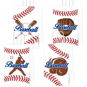 gisgfim 16 Pieces Baseball Party Favor Snack Bags Baseball Theme Birthday Goodie Treat Paper Bags Sports Party Supplies Decorations for Baby Shower Birthday Gifts