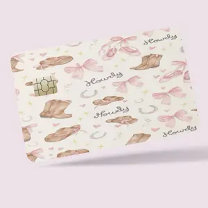 Pink Western Credit Card Skin – Cowgirl Boots, Bows & Howdy Design