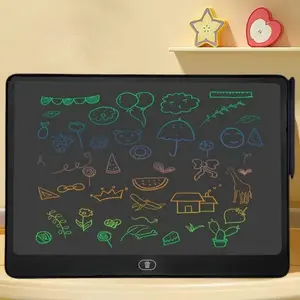 A 16-inch LCD writing tablet for kids. This colorful electronic drawing board features a large screen for writing and drawing, and includes a convenient one-touch erase button.