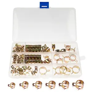 90pcs Spring Hose Clamp Set – 6-16mm (8 Sizes), Includes Sorting Box and Installation Tool, for Tight Spaces