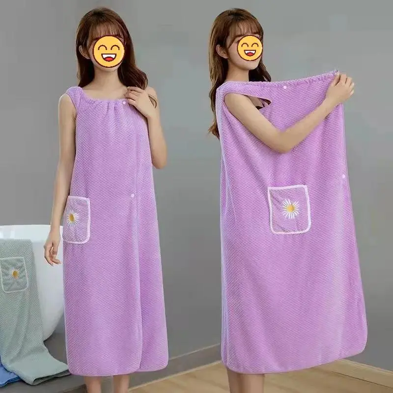 Soft Absorbent Bathrobe Wearable Bath Skirt for Women with Daisy Print Bath Towel for Home and Travel Charming Colors & Versatile Use Soft Absorbent Bathrobe Wearable Bath Skirt for Women with Daisy Print Bath Towel for Home and Travel Charming Colors & Versatile Use