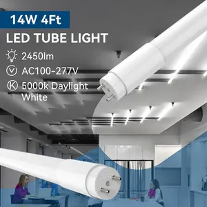 JESLED 30 Pack T8 LED Bulbs 4 Foot, LED Fluorescent Tube Replacement, 4ft LED Tube Light, Plug&Play or Ballast Bypass, 14W, 2450 LM,5000K Daylight White,Single or Double End Powered, Frosted