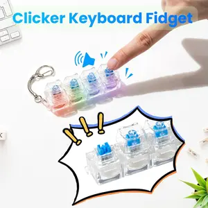 Daily Keyboard Toy With LED Ambient Light, Keyboard Keychain Four In One Keyboard Stress Relief Button Finger Clicker Toy, Sensory Fun Toy Stress Relief Button Gift, Relieve Anxiety And Tension  ********？