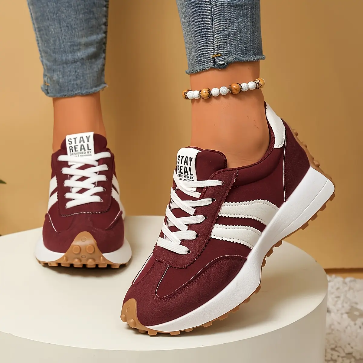 【QUAWUJIE】Women's Casual Platform Sneakers 2026 New Arrival Height Boost Retro Non Slip Comfortable For Ladies Outdoor Sports Skate Daily Wear