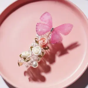 Girls' Butterfly Pearl Hair Ties, Colorful Ponytail Braid Accessories, Cute Back-Of-Head Decorations, Perfect Gift Idea