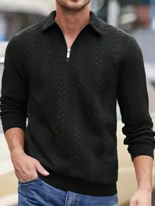 Men's Fall Winter New Fashion Sweatshirt, Comfortable Soft Fabric, Embroidered Collar Design, Multiple Colors Available, Casual Daily Wear