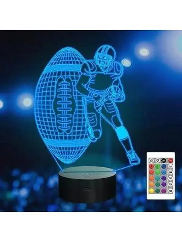Attivolife 3D Illusion Nightlight - Football & Rugby Theme LED Lamp with Remote & Touch Control, 16-Color Changing Adjustable Dimmable, Bedroom Decor for Outsports Lovers, Birthday Christmas Gift, Boys, Living Room
