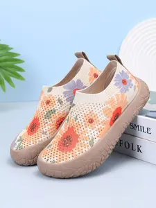 Women's Fashion Floral Printed Casual Shoes, Comfortable Breathable All-Match Mesh Shoes, Daily Outdoor & Commute Platform Shoes