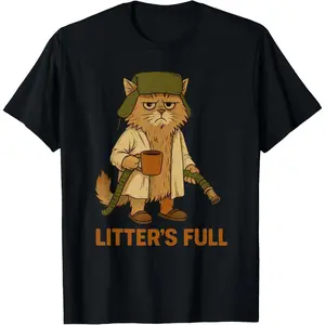 Cotton Graphic Tees Streetwear Litter’s Full Funny Cat Lovers Christmas Xmas T-Shirt