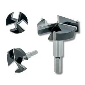 Forstner Drill Bit 2-1/2 Inch, Triple-Flute Carbide Tipped Forstner Bit for Hard Wood, Soft Wood, Veneered Plywood, Plastic, Drilling Hole  Woodworking Hinge  Tool