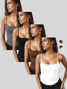 Classic daily casual fashion women's Basic solid color camisole four-piece set