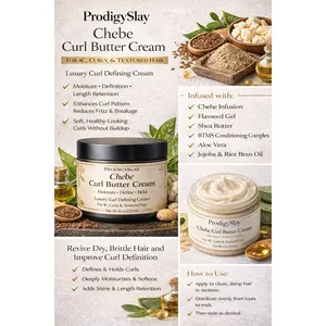 Chebe Curl Butter Cream for 4C & Curly Hair | Moisturizing Curl Defining Cream for Soft, Defined Curls