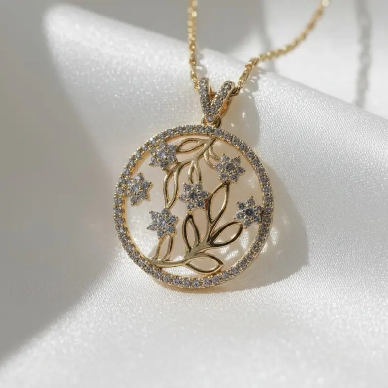 Beautiful Flower Chain Size Gold Plated Pendant with Sparkling CZ Stones for Women's Fashion Jewelry!! Size 18/20”