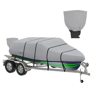 [Amazing Offer] YUANYEE Seal Skin Covers 600D Marine-Grade Heavy Duty 15.4LB Waterproof Boat Cover – All-Weather Trailerable Anti-UV Canvas Fits 16–18.5ft & 17–19ft Bass Boat, V-Hull, Fish & Ski, Grey