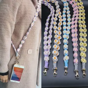 Bohemian hand-woven flower weaving keychain mobile phone lanyard decorative bag lanyard