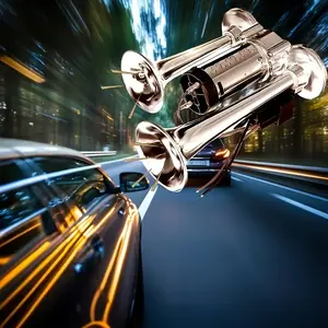 12V 130DB Dual Trumpet Air Horn Kit – Zinc Alloy Chrome, Super Loud with Compressor – Universal for Car/Truck/SUV/Boat/Motorcycle