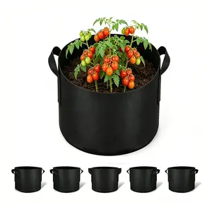 5-Pack 5 Gallon Grow Bags, Aeration Fabric Pots with Handles, Thickened Nonwoven Plant Bags for Vegetables, Flowers, Fruits