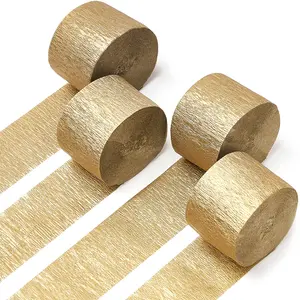 PartyWoo Elegant Gold Crepe Paper Streamers, 4-Pack (1.8 in x 82 ft/Roll, 328 ft Total) for Wedding, Birthday, New Year Eve Decorations (Home & Festive Party Supplies)